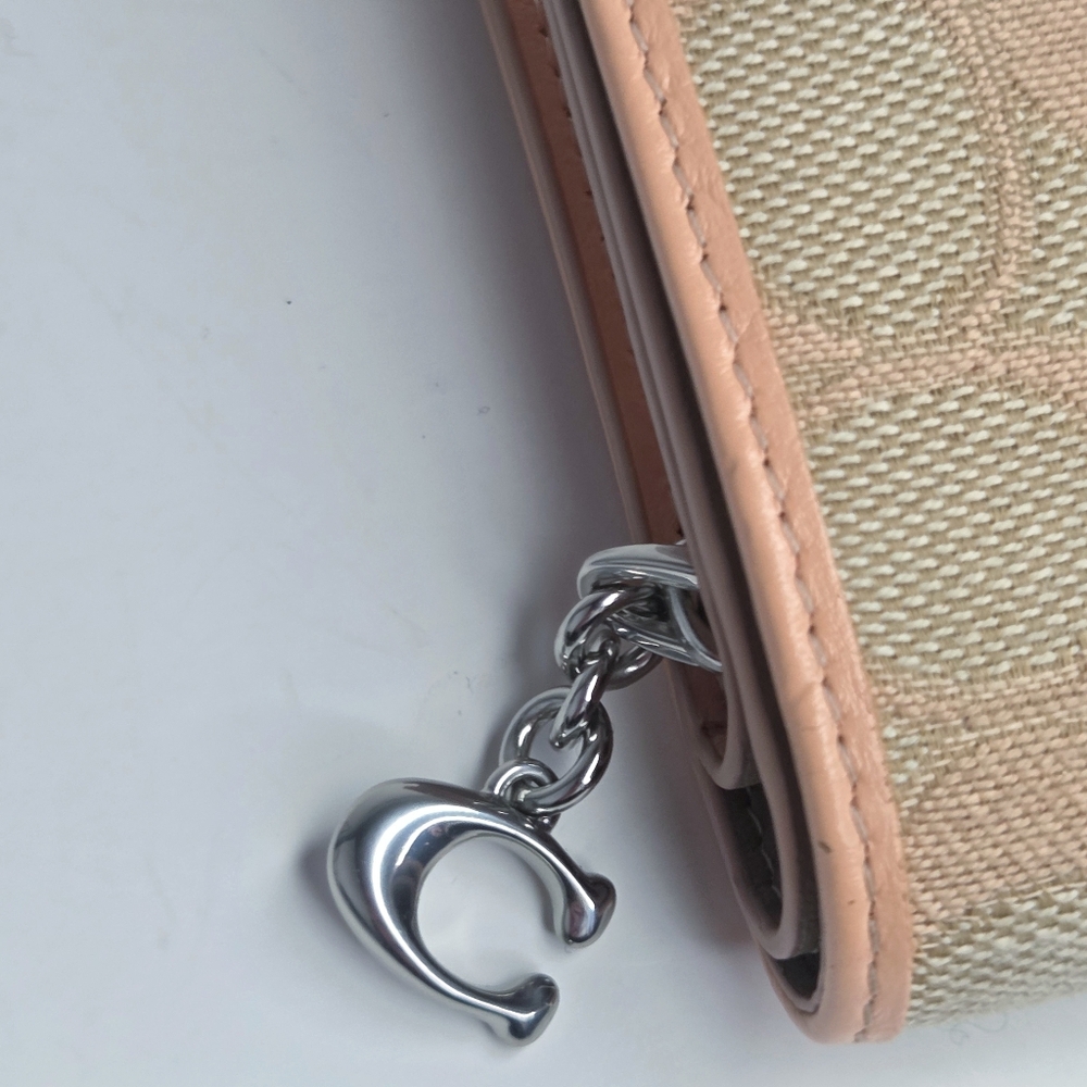 Coach Signature Jacquard Canvas & Leather Faded Blush Snap Wallet CT980 - Picture 3 of 9